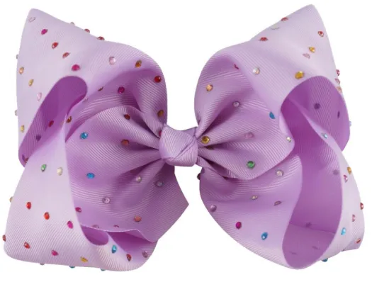 Rainbow Rhinestone Bow - Purple