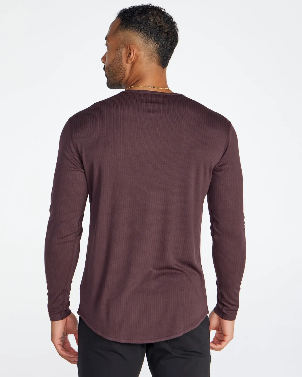 Ribbed Long Sleeve Drop-Cut