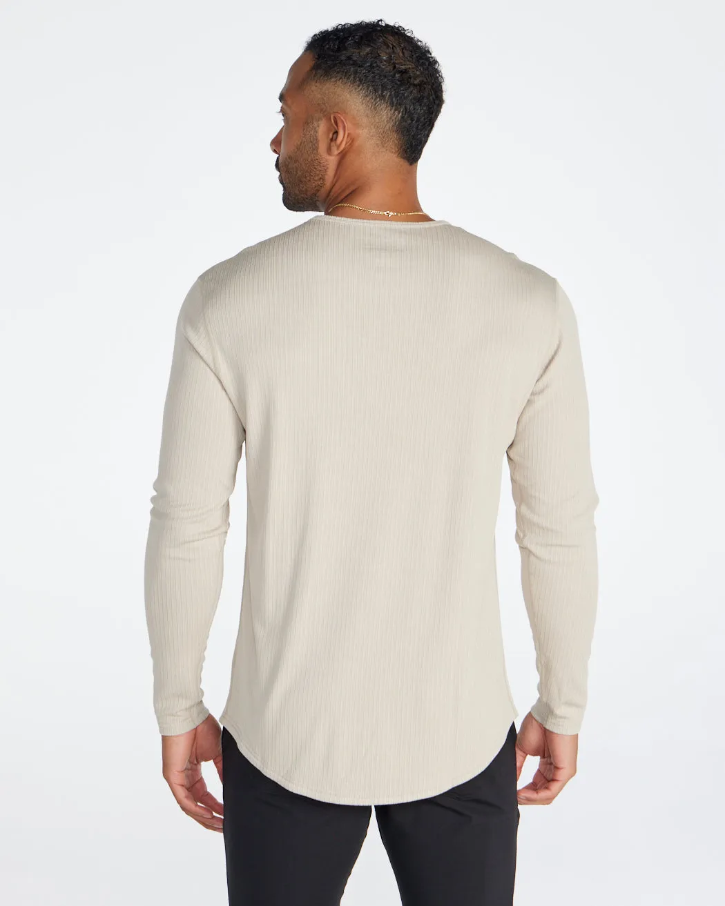 Ribbed Long Sleeve Drop-Cut