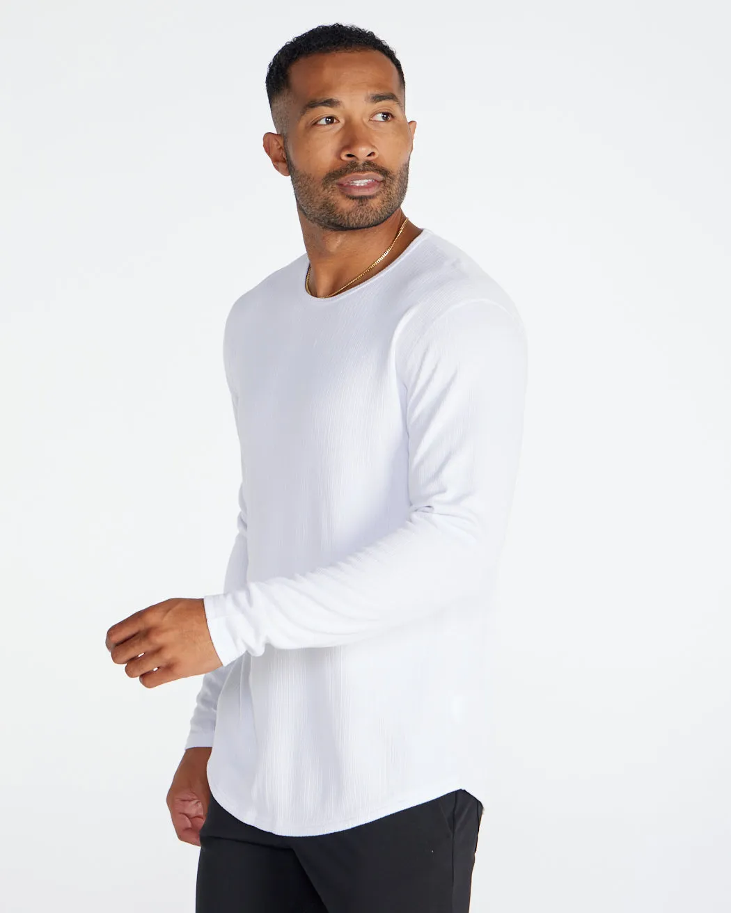 Ribbed Long Sleeve Drop-Cut