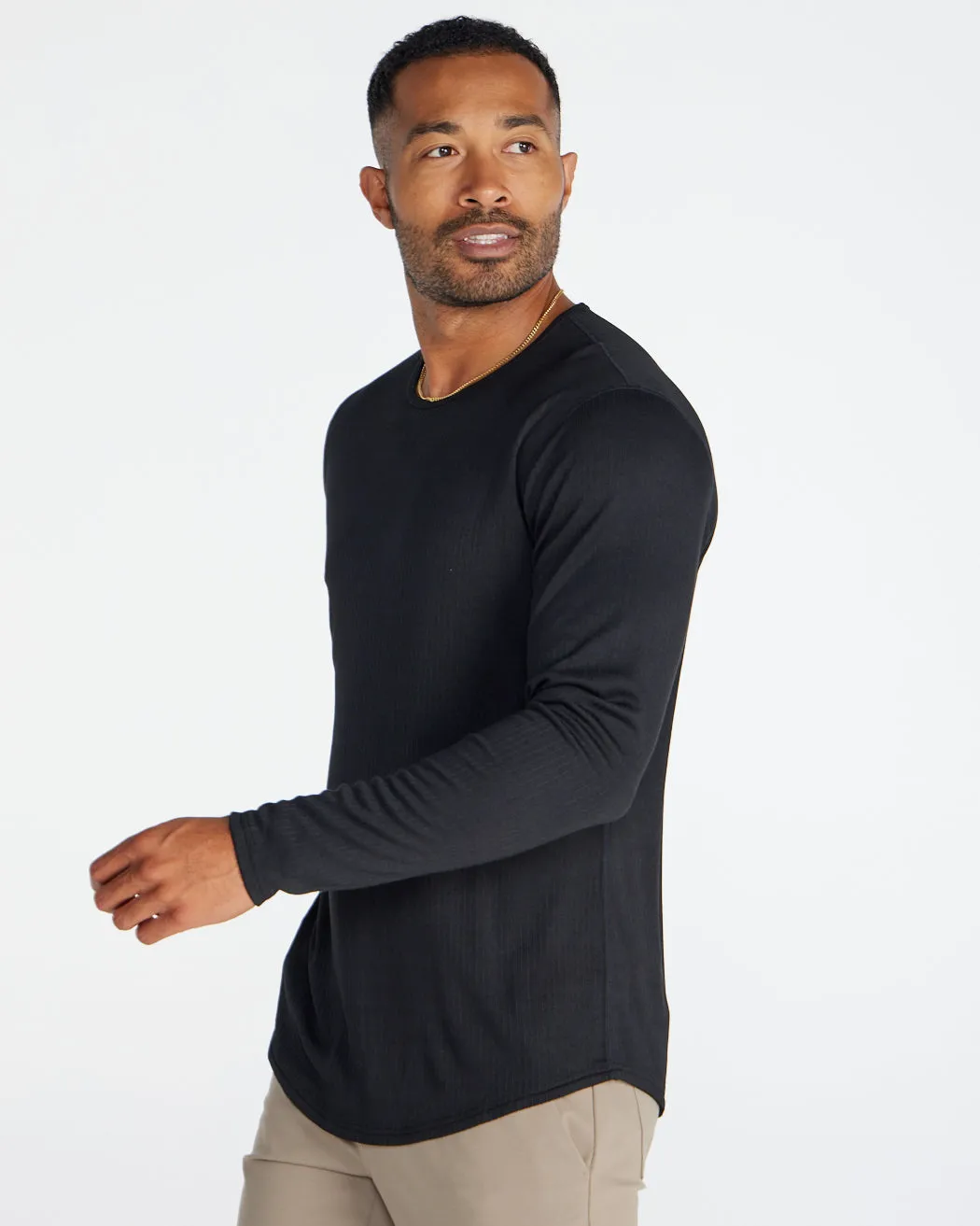 Ribbed Long Sleeve Drop-Cut