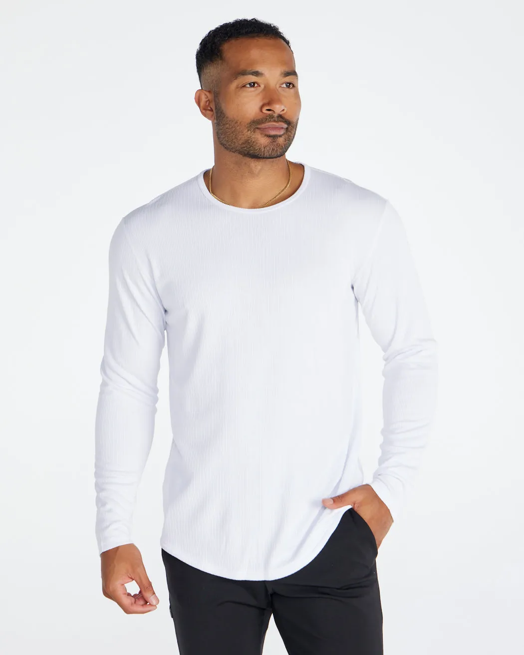 Ribbed Long Sleeve Drop-Cut