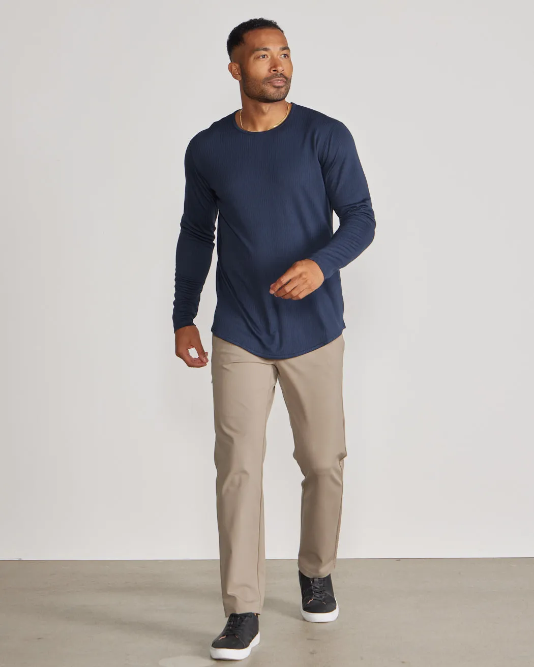 Ribbed Long Sleeve Drop-Cut