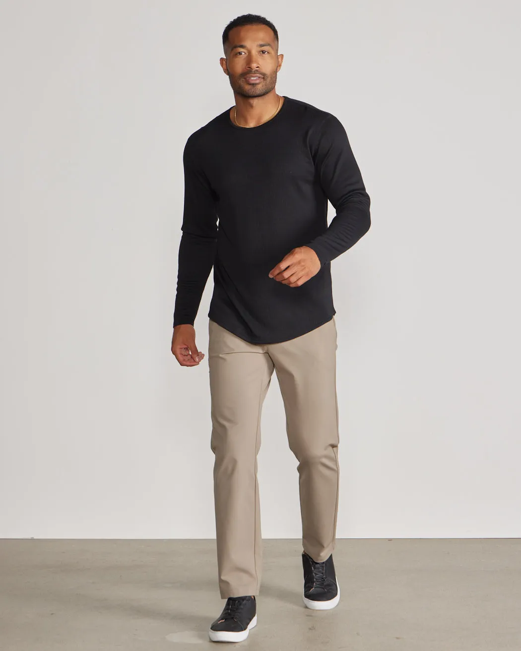 Ribbed Long Sleeve Drop-Cut