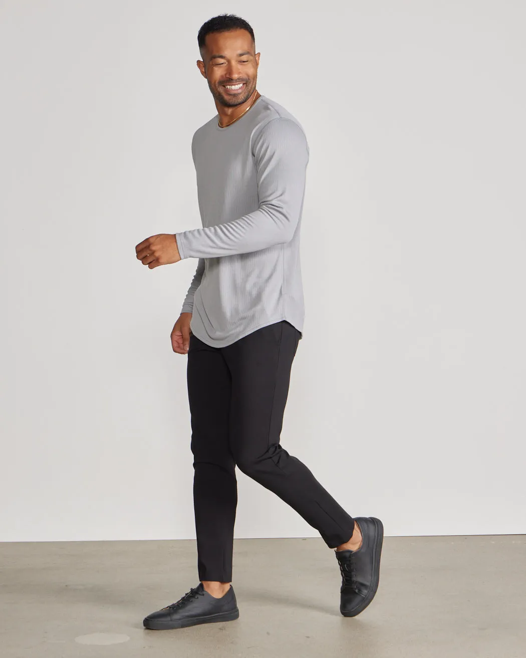 Ribbed Long Sleeve Drop-Cut