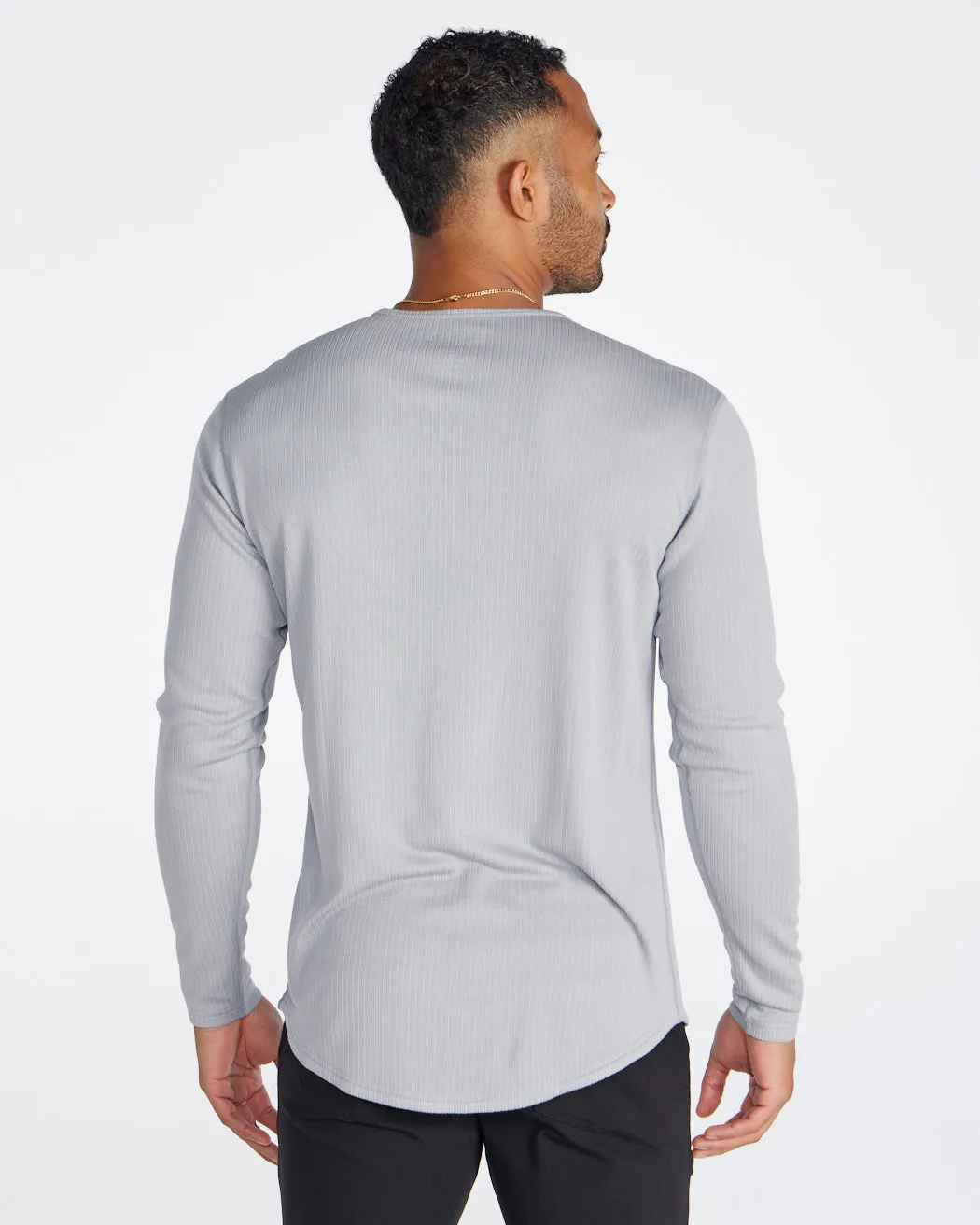 Ribbed Long Sleeve Drop-Cut