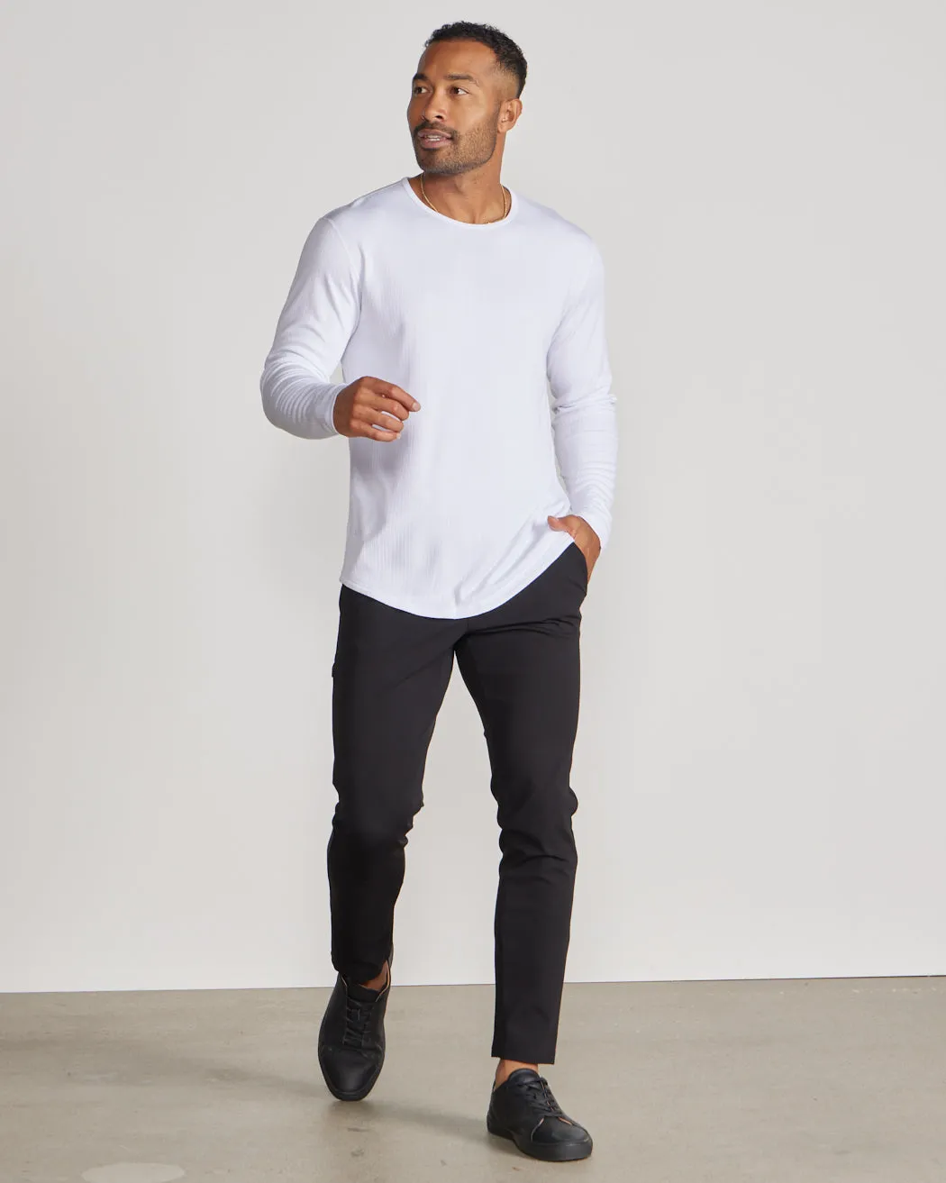 Ribbed Long Sleeve Drop-Cut