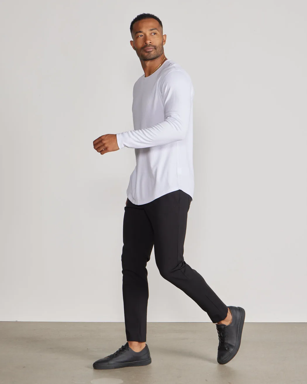 Ribbed Long Sleeve Drop-Cut