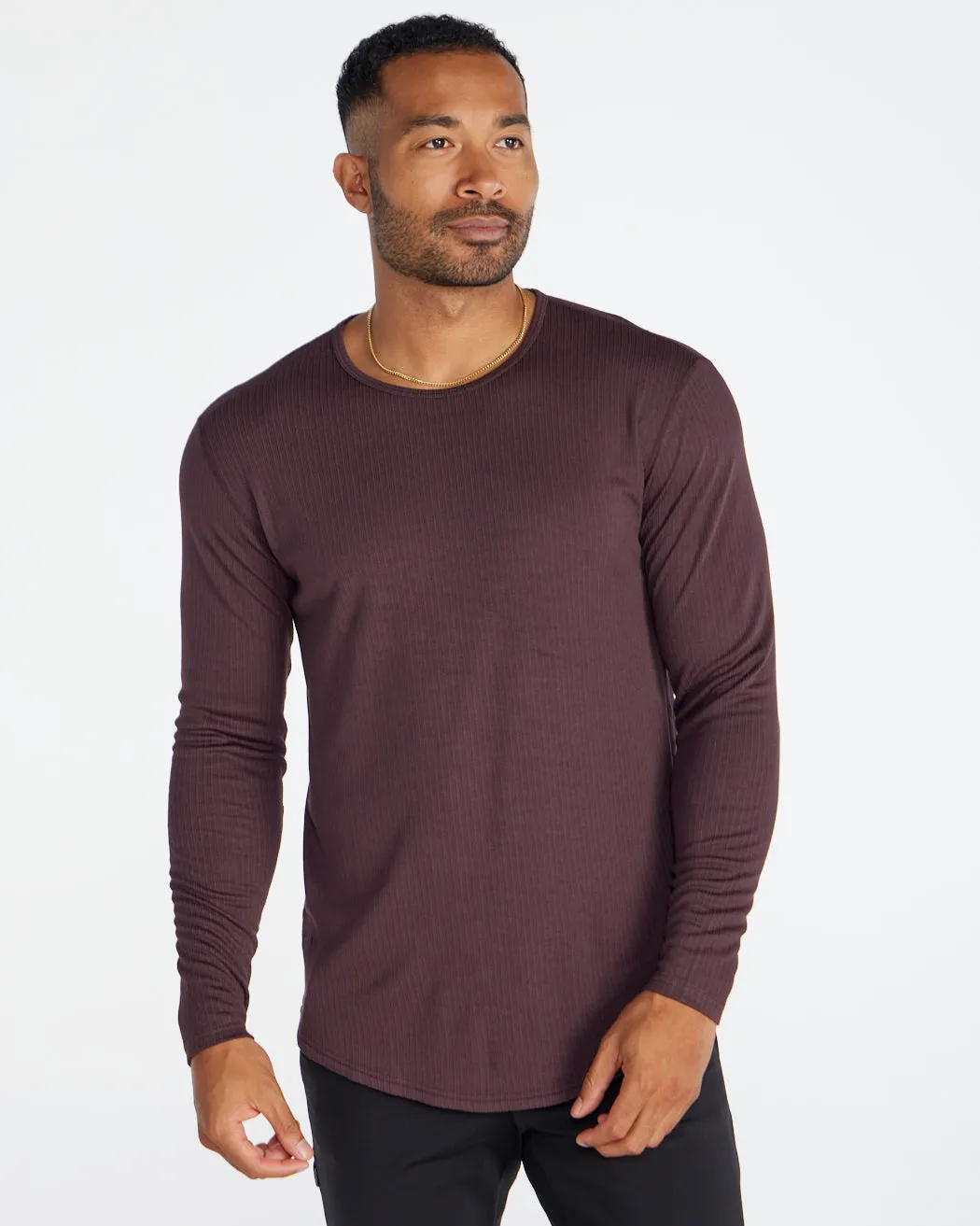 Ribbed Long Sleeve Drop-Cut