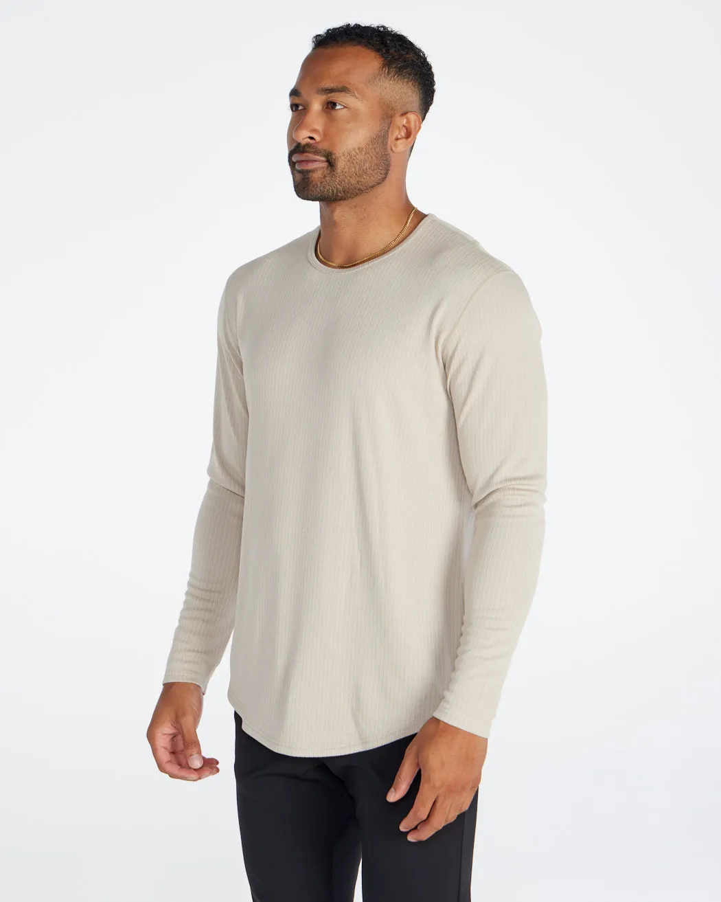 Ribbed Long Sleeve Drop-Cut