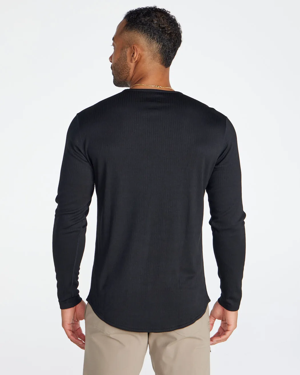 Ribbed Long Sleeve Drop-Cut