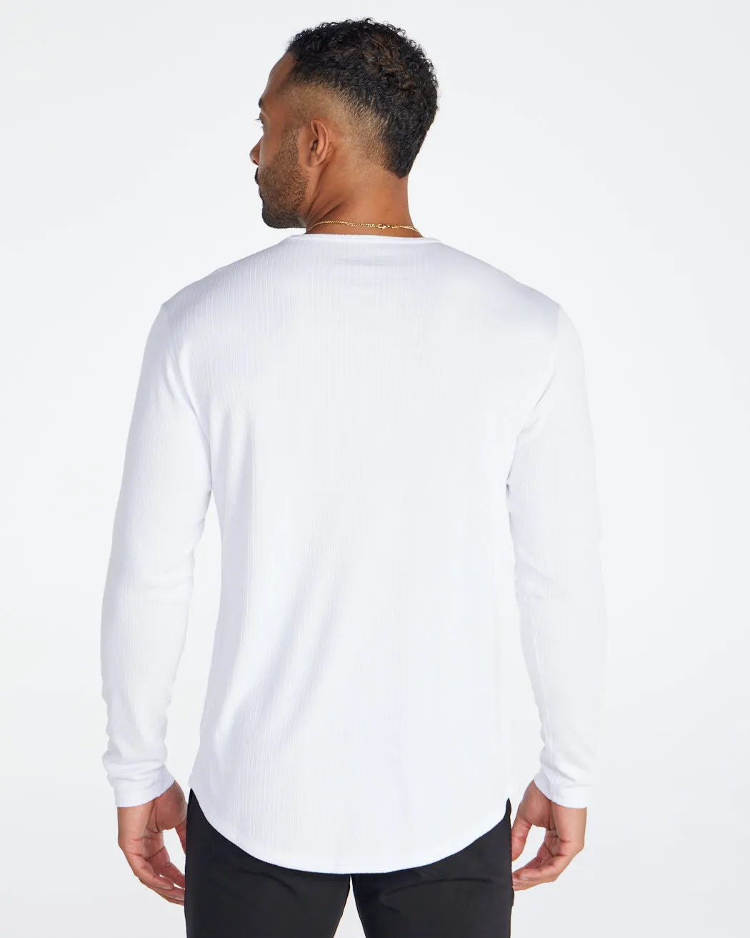 Ribbed Long Sleeve Drop-Cut