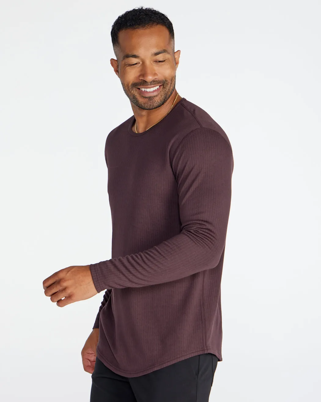 Ribbed Long Sleeve Drop-Cut