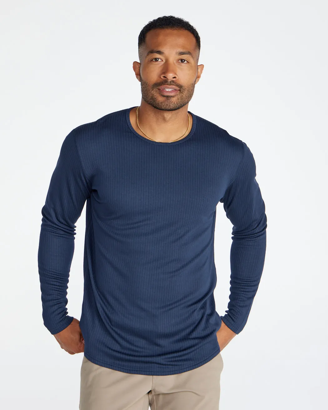 Ribbed Long Sleeve Drop-Cut