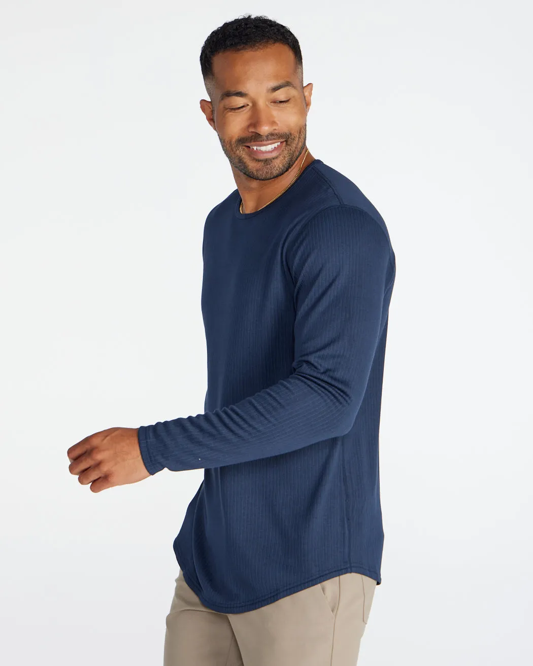 Ribbed Long Sleeve Drop-Cut