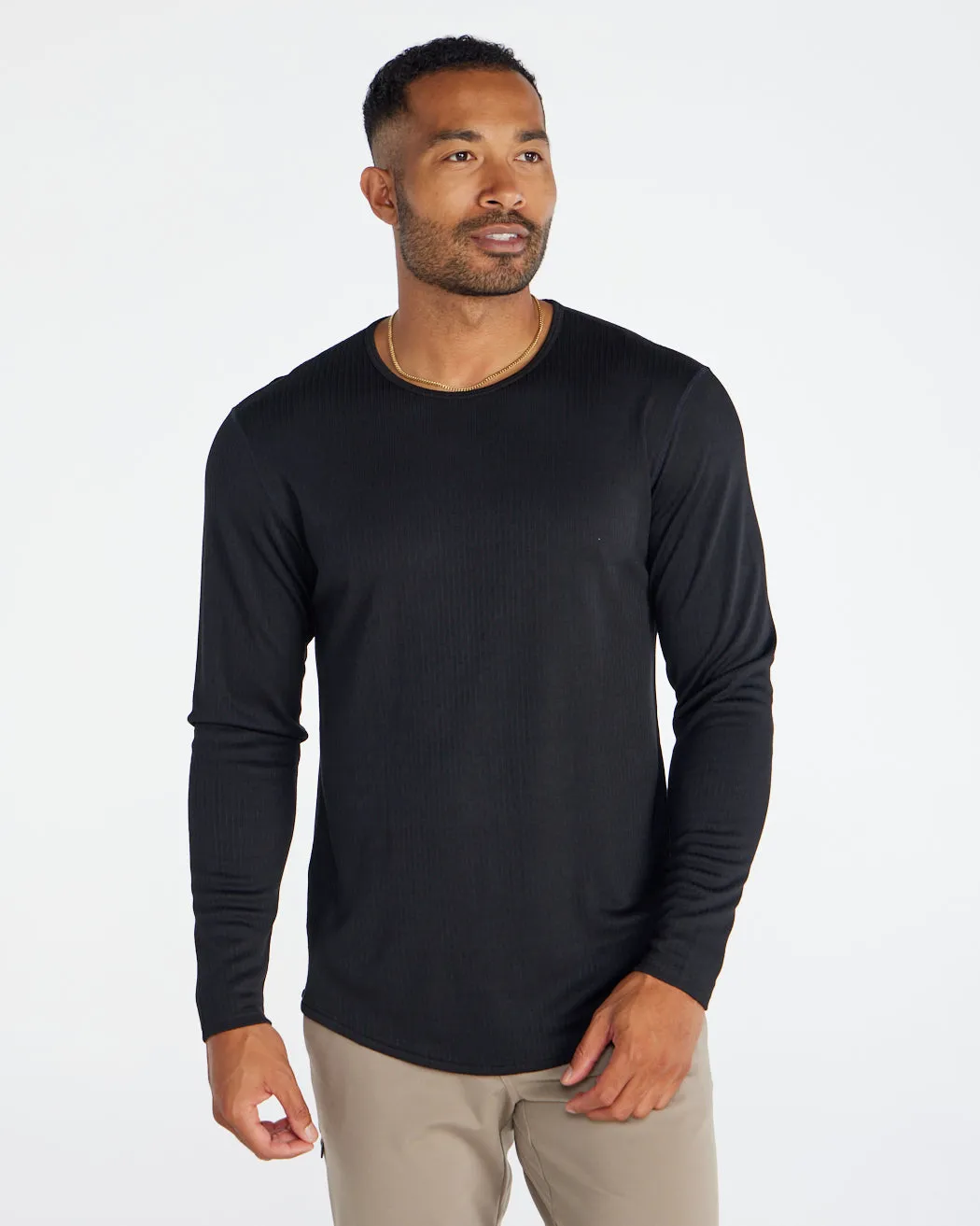 Ribbed Long Sleeve Drop-Cut