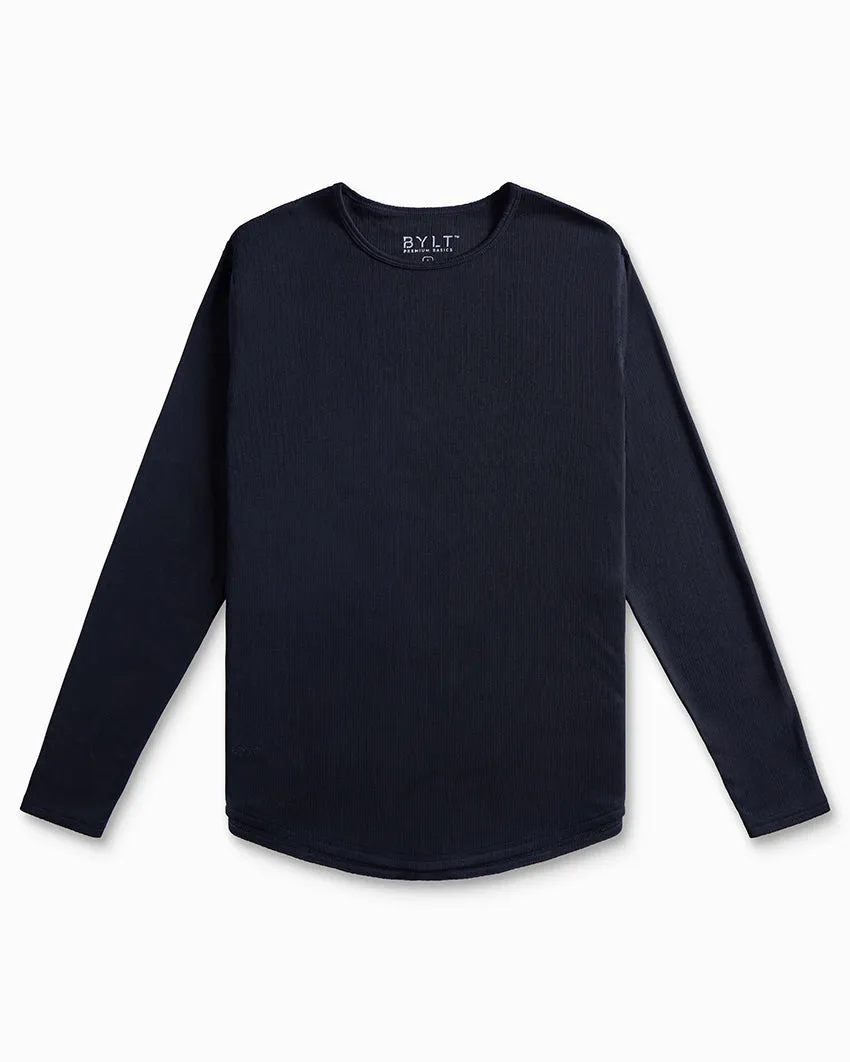 Ribbed Long Sleeve Drop-Cut