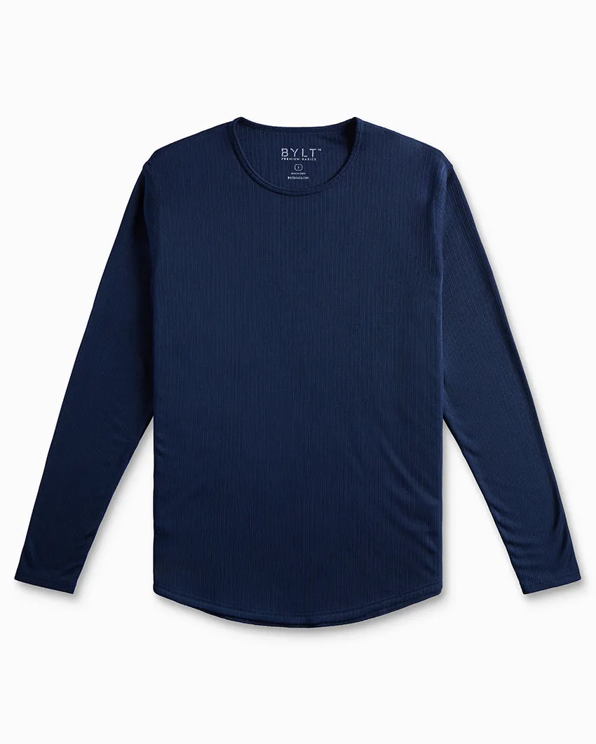 Ribbed Long Sleeve Drop-Cut