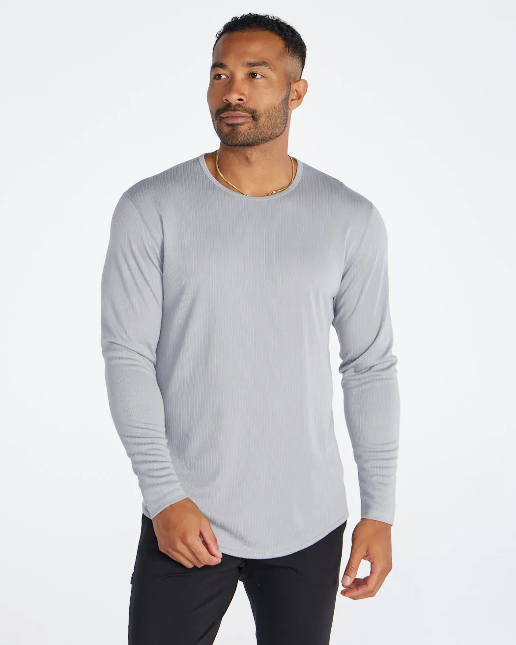 Ribbed Long Sleeve Drop-Cut