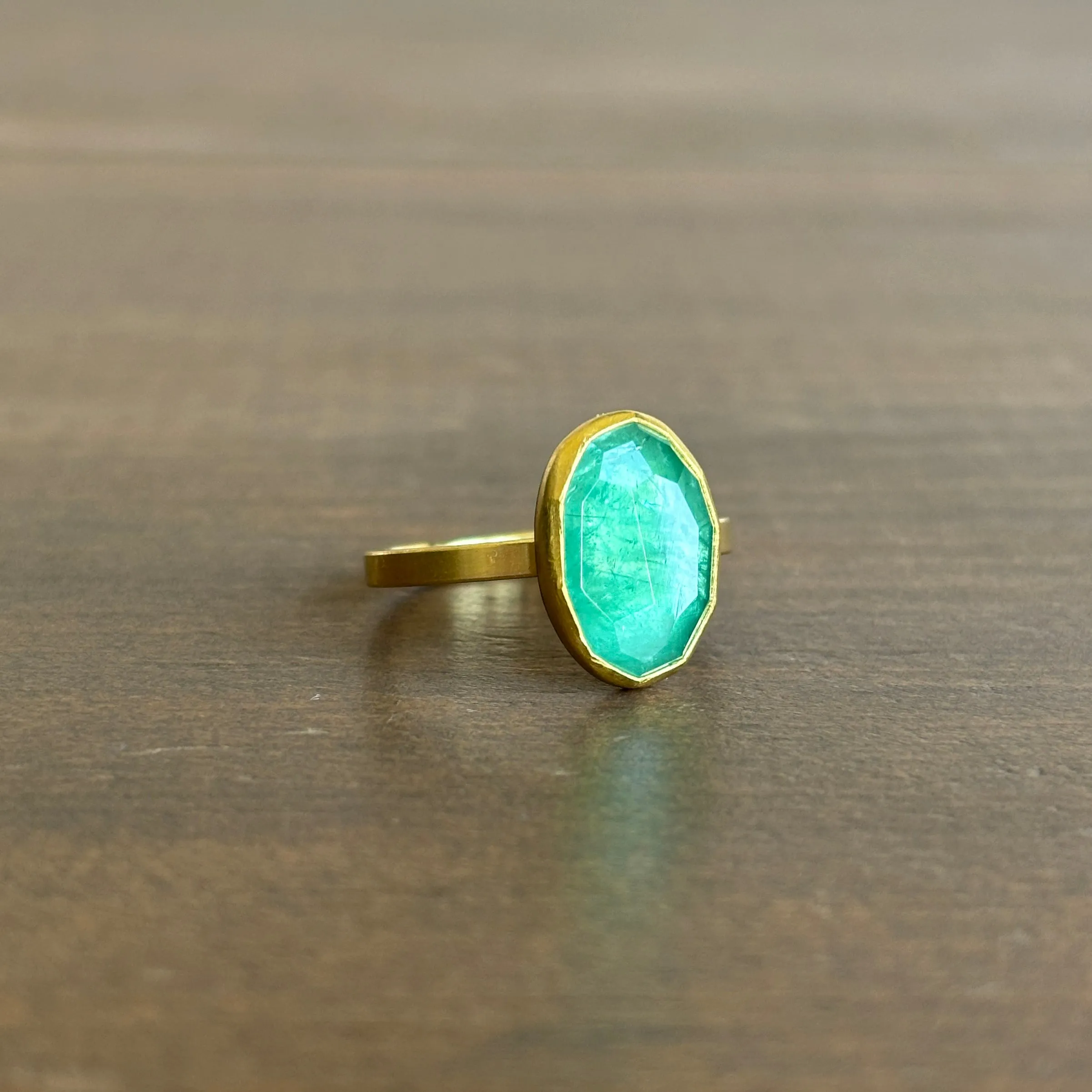 Rose Cut Emerald Oval Ring