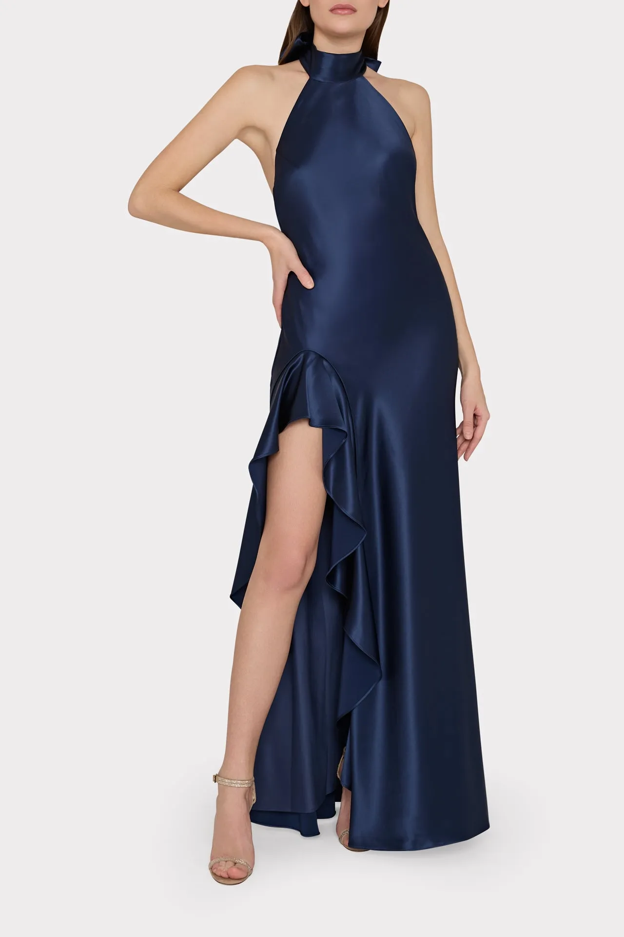 Roux Hammered Satin Gown