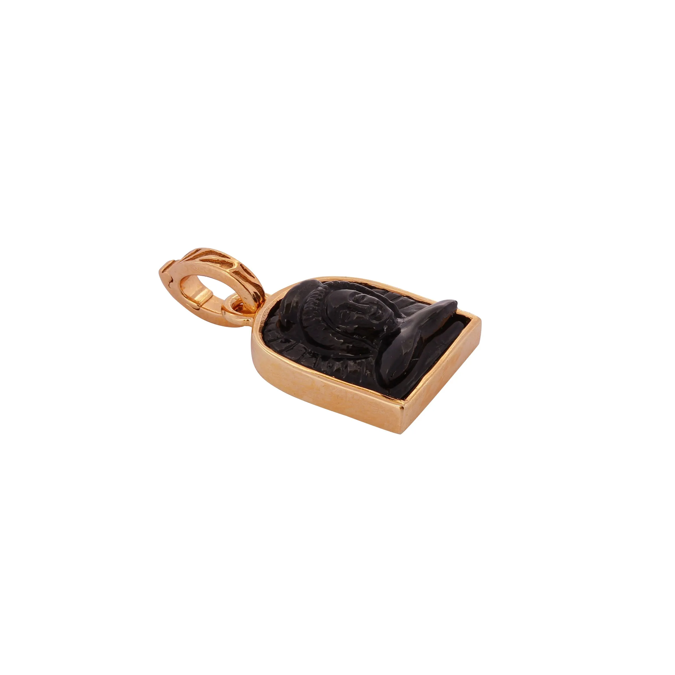 Tanit Black Onyx Stone Charm, Gold Vermeil