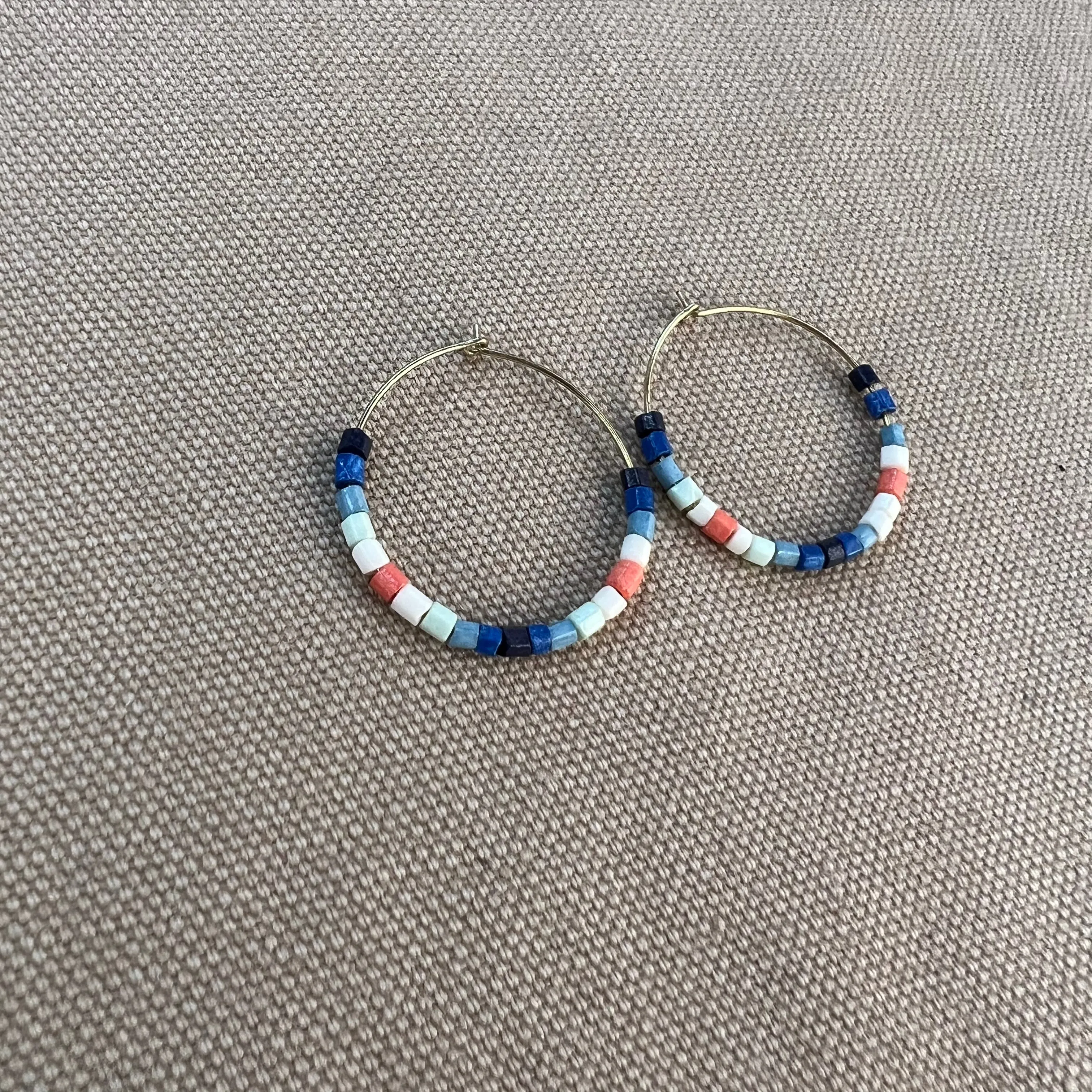 Victoria Mixed Beaded Hoop Earrings, Coastal