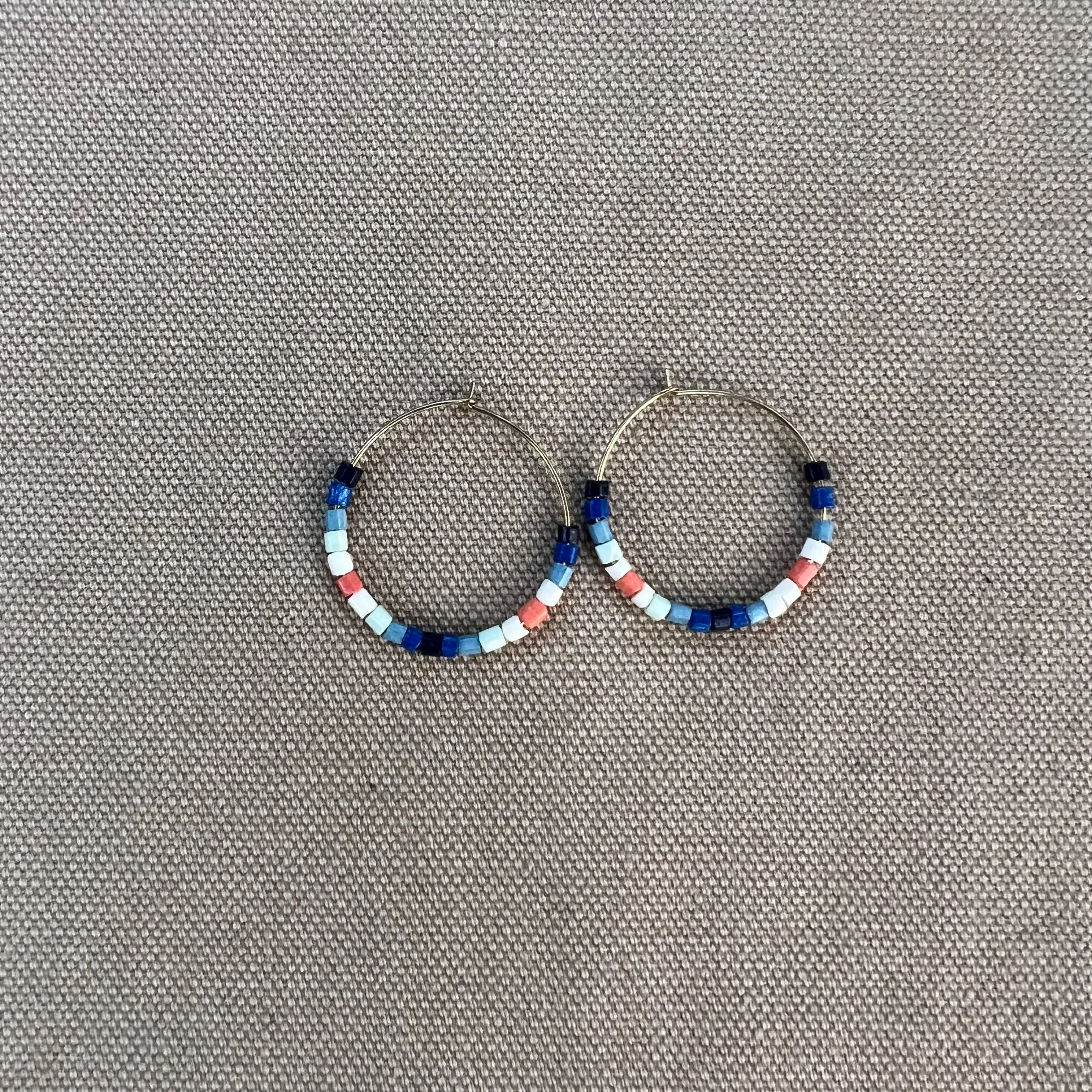 Victoria Mixed Beaded Hoop Earrings, Coastal